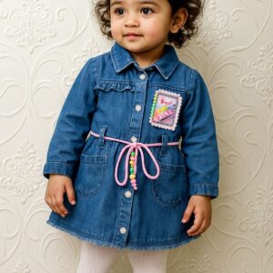 👧GIRLS SOFT DENIM FRONT OPEN FROCK