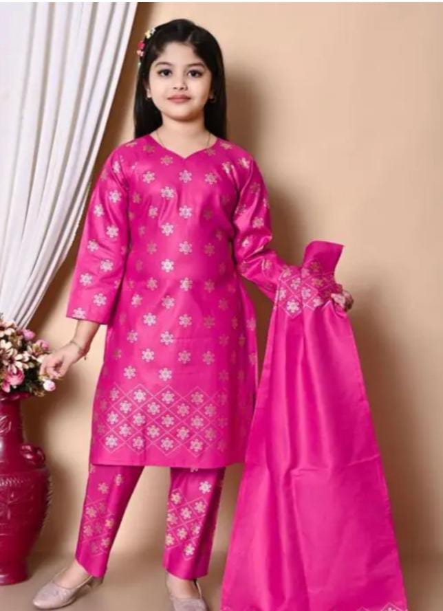 Girls Black Golden Printed Ethnic Suit Set with Dupatta – Party & Festive Wear - Image 4