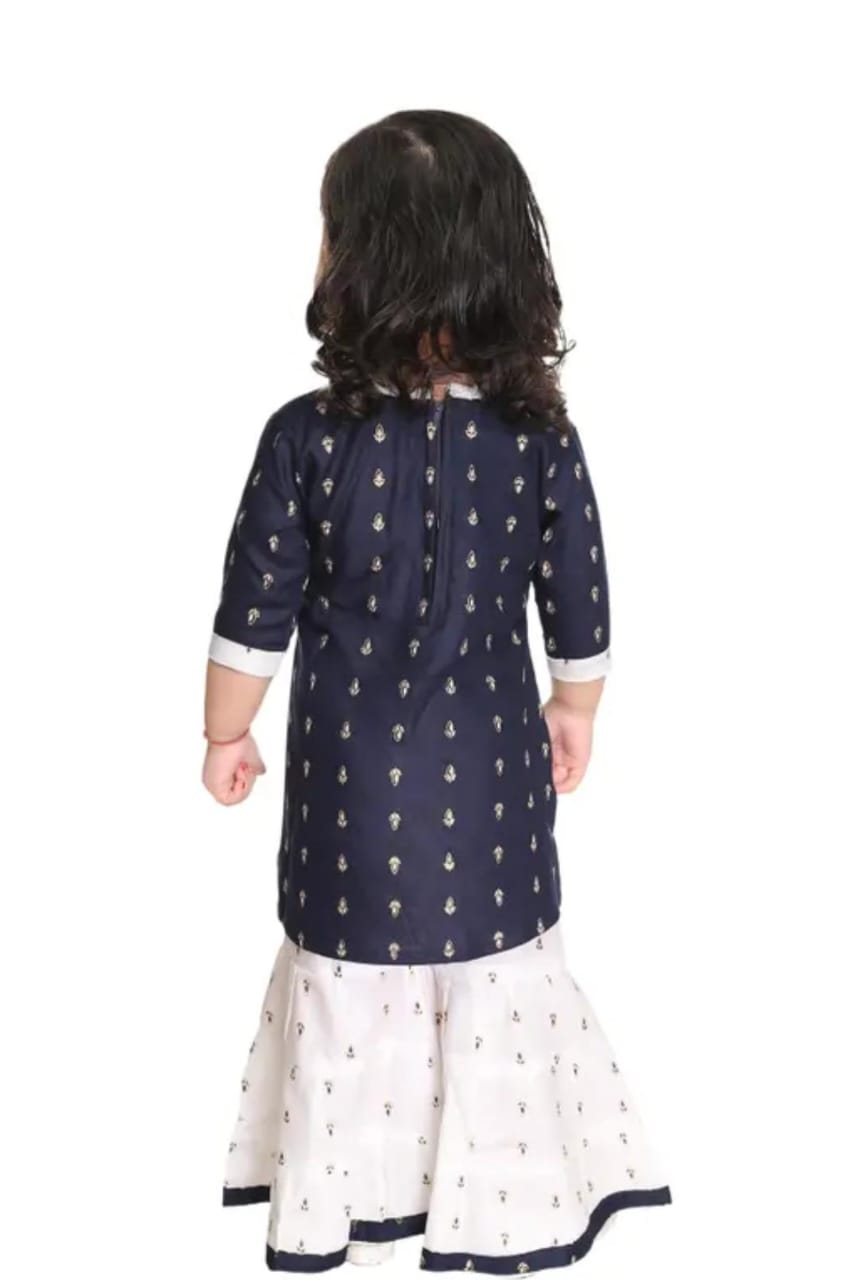 Girls Kurti Sharara Set with Printed Motifs – Festive & Party Wear - Image 5