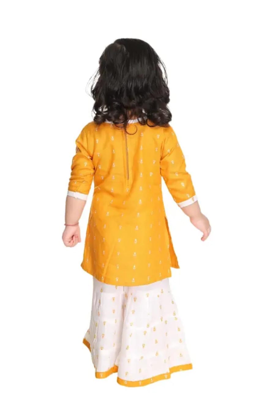 Girls Kurti Sharara Set with Printed Motifs – Festive & Party Wear - Image 3