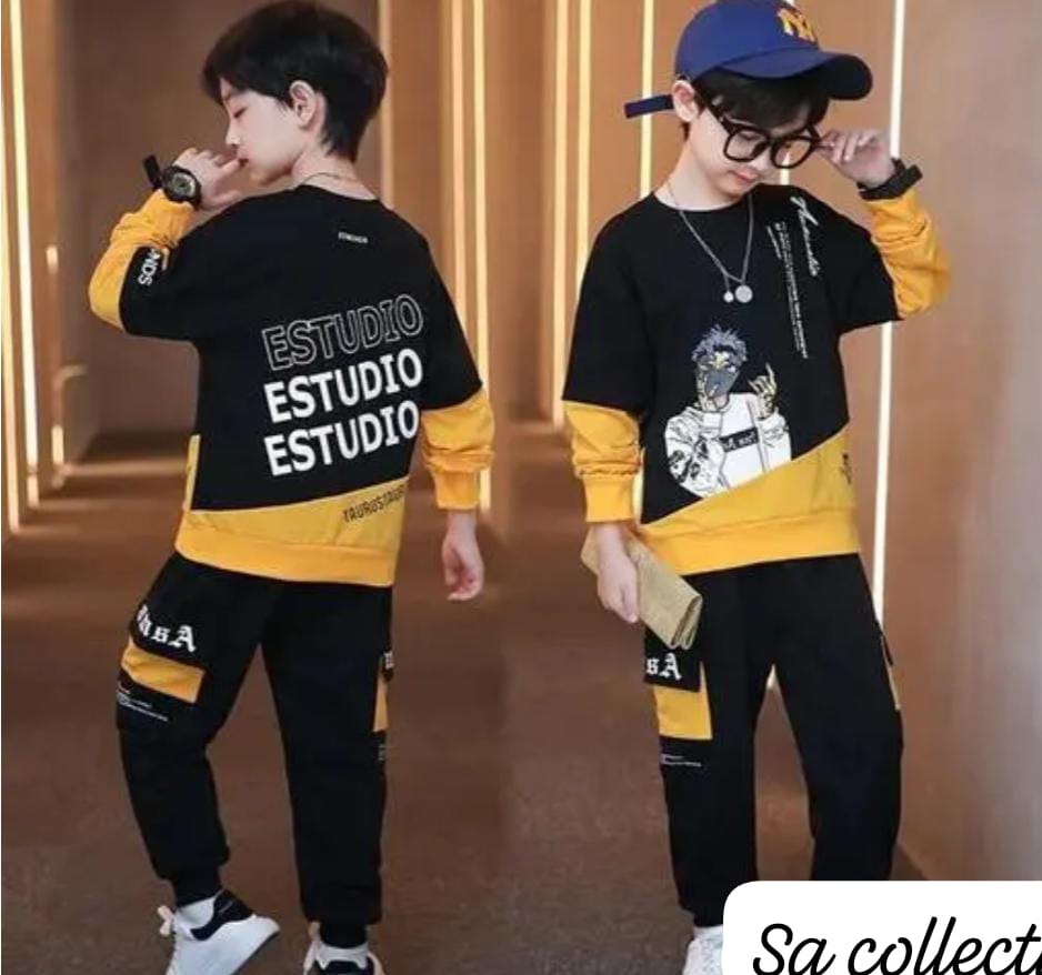 Boys Graphic Print Co-ord Set with Joggers – Casual Streetwear Outfit - Image 3