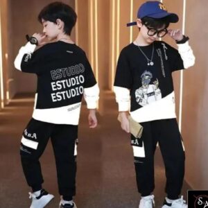 Boys Graphic Print Co-ord Set with Joggers – Casual Streetwear Outfit