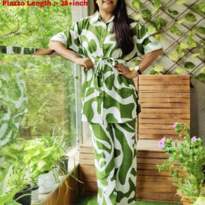Reyon Stretchable Printed Kurti Plazo Set