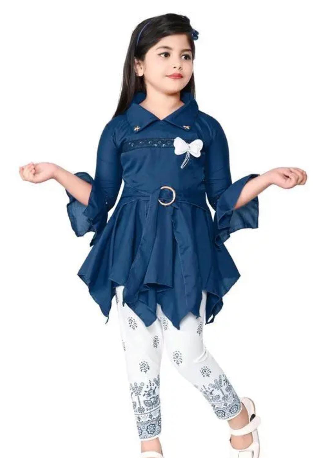 Stylish Frock Top with Printed Leggings for Girls – Party & Casual Wear Outfit - Image 3