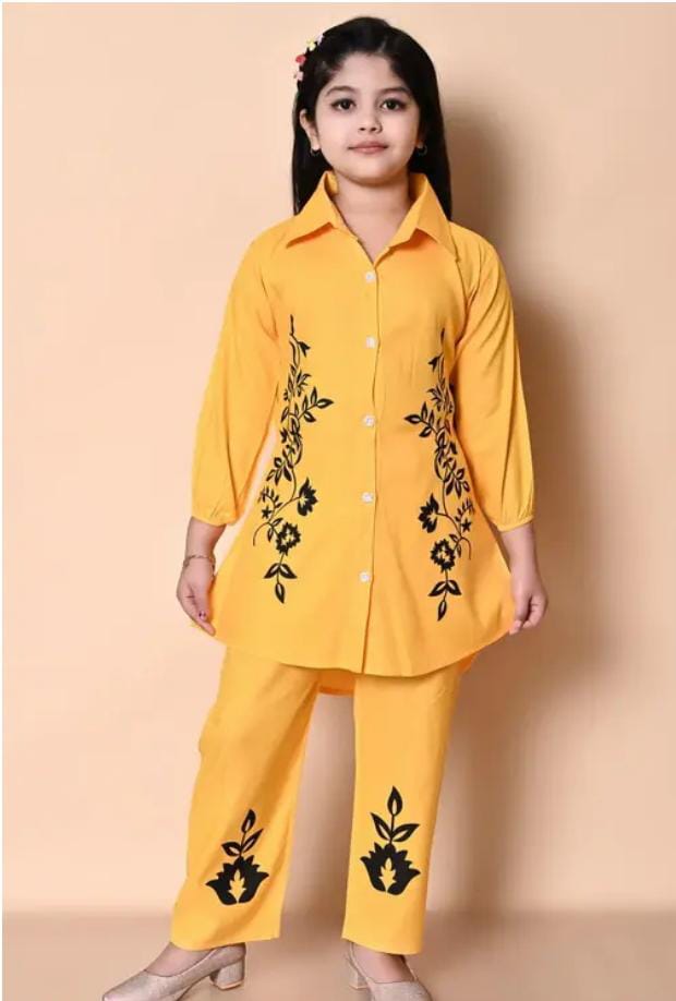 Stylish Girls’ Pink Shirt and Pant Set with White Floral Embroidery – Elegant & Casual Wear Outfit - Image 4