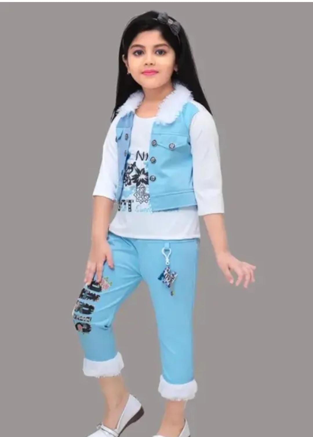 Trendy girls jacket and pant set - Image 5