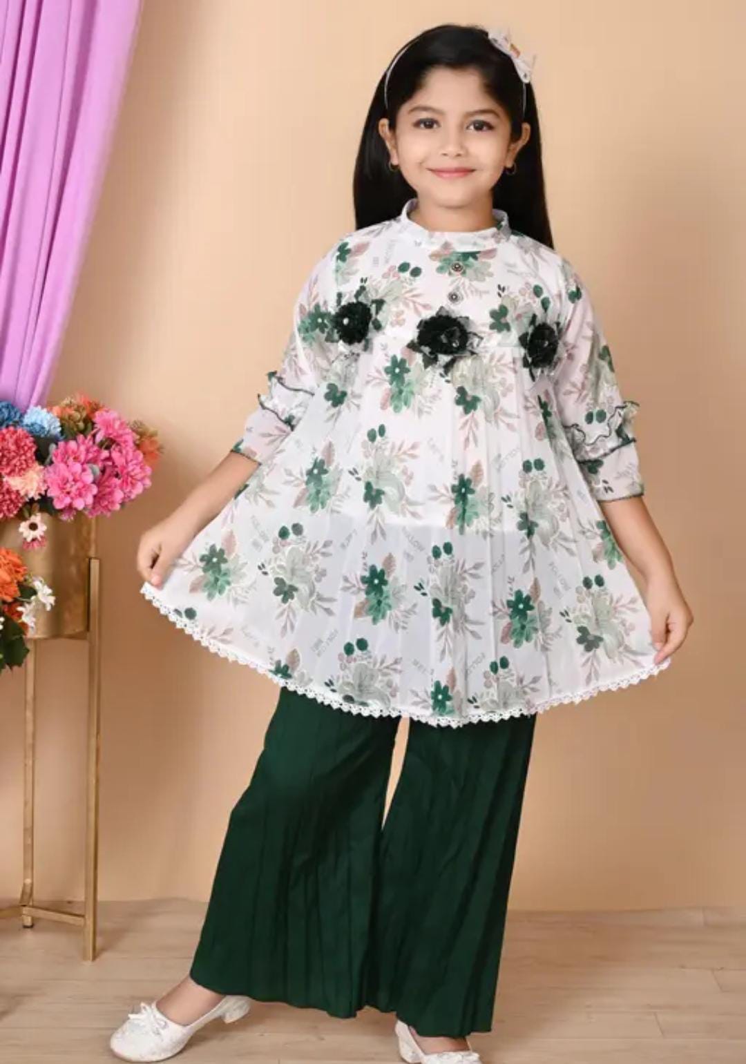 "Beautiful Girls Party Outfit Featuring a Stunning Floral Look" - Image 3