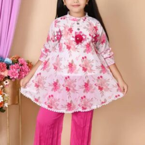 "Beautiful Girls Party Outfit Featuring a Stunning Floral Look"