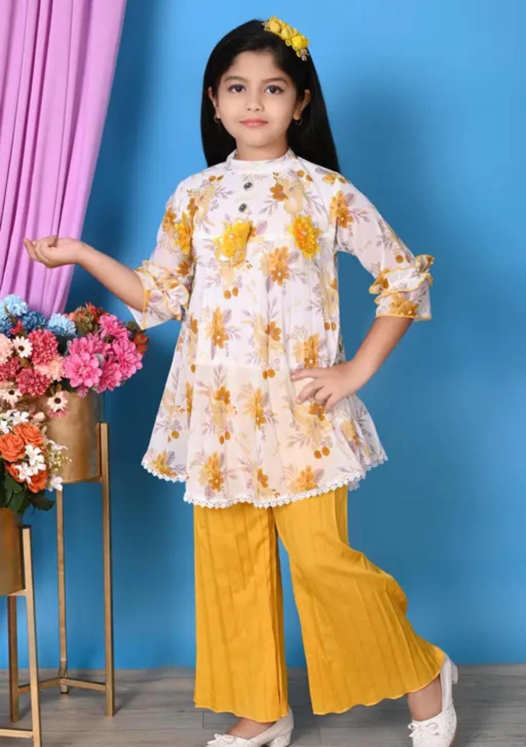 "Beautiful Girls Party Outfit Featuring a Stunning Floral Look" - Image 5