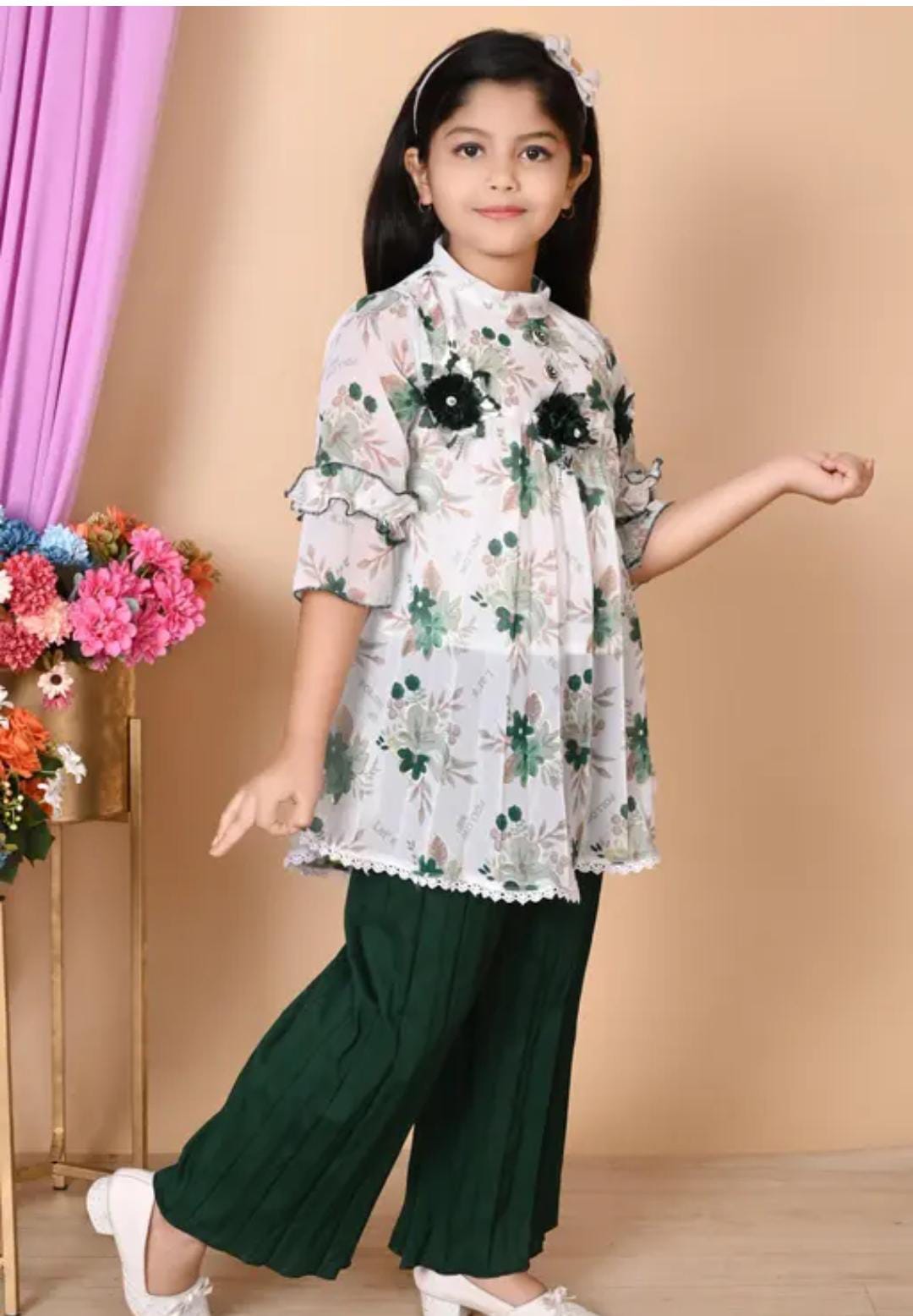 "Beautiful Girls Party Outfit Featuring a Stunning Floral Look" - Image 4